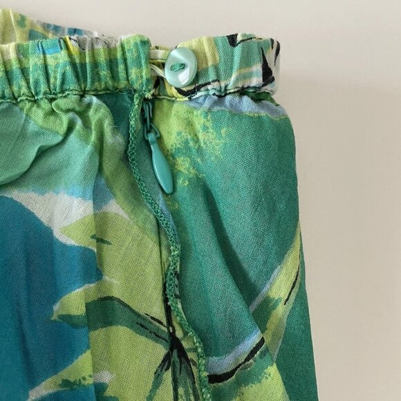Bila Scarf Hem Skirt L Green Floral Asymmetrical Artsy Flowy Hawaiian Tropical - Picture 8 of 10